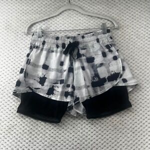 Lululemon Running Shorts Hot to Street Athletic Layered Black White Drawstring 6